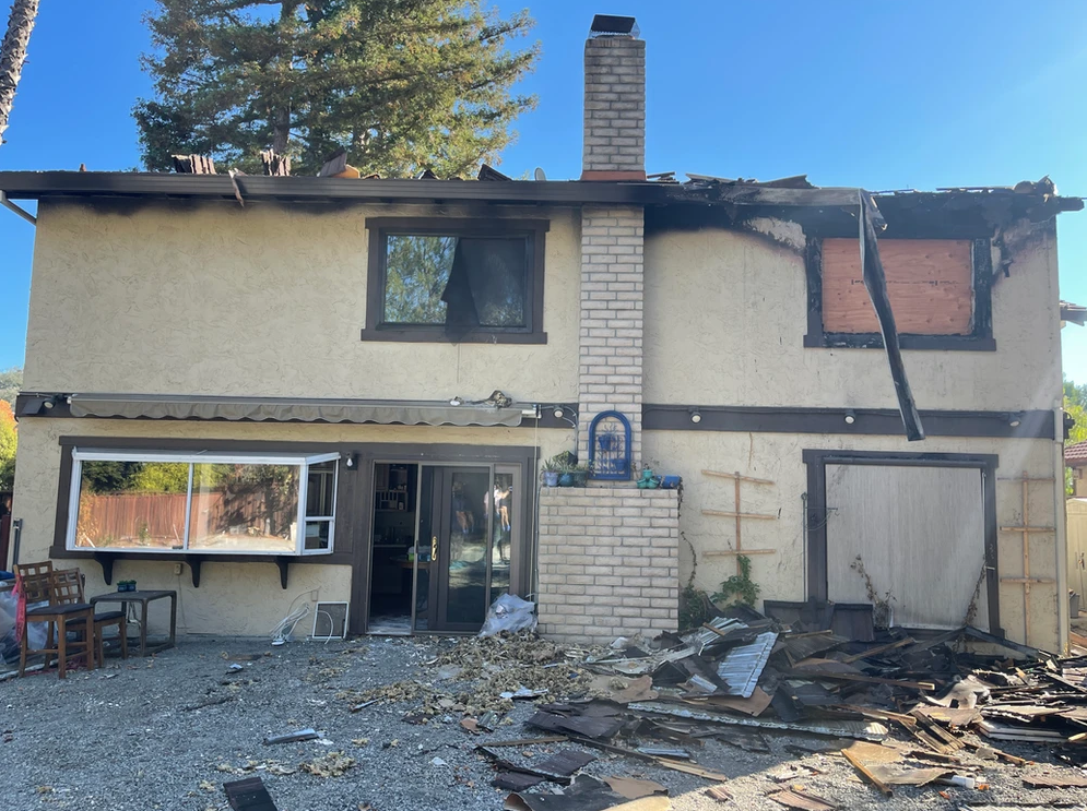 A house that has been gutted and destroyed